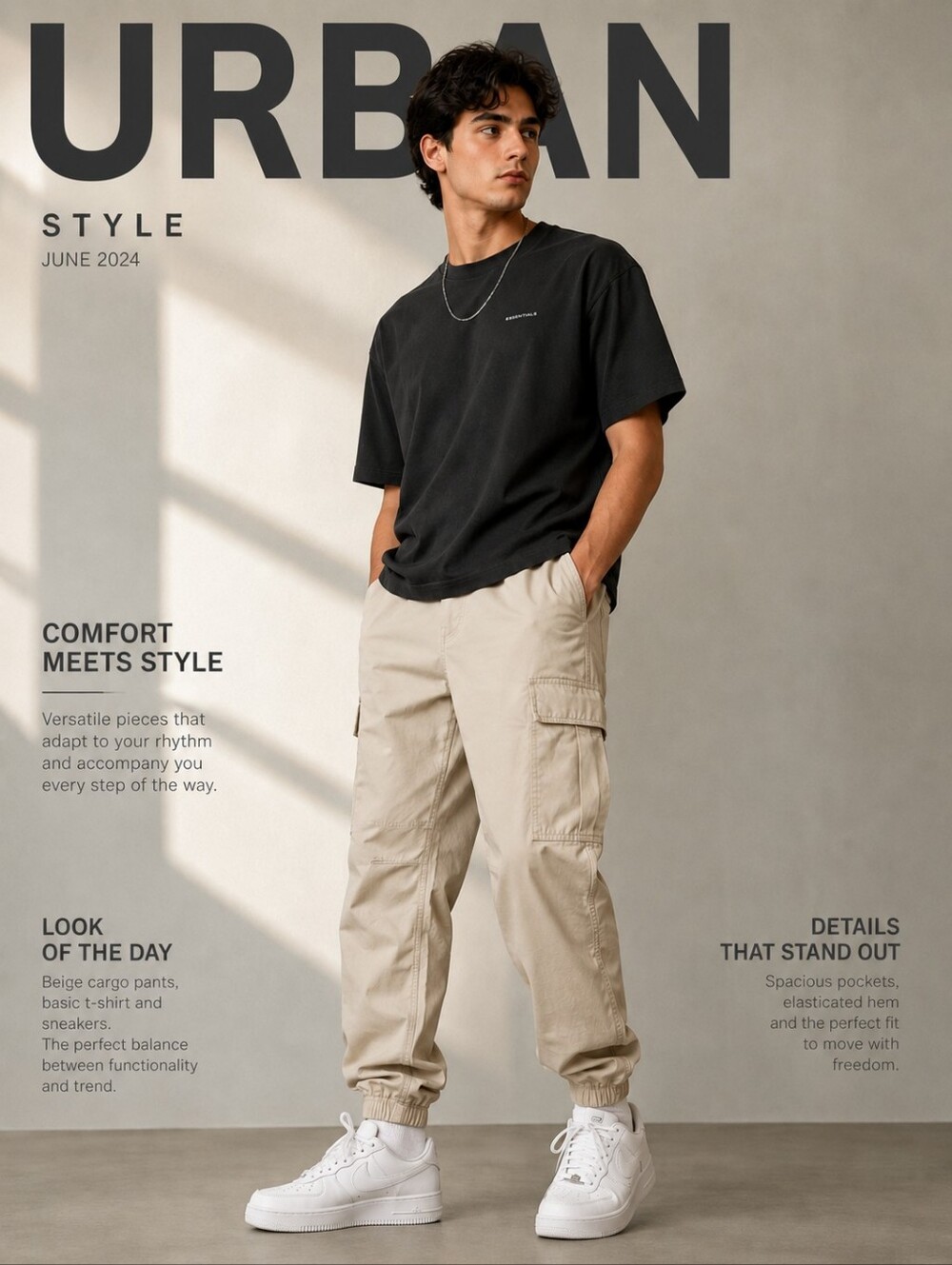 H&M Men's Cargo Pants Size S Beige